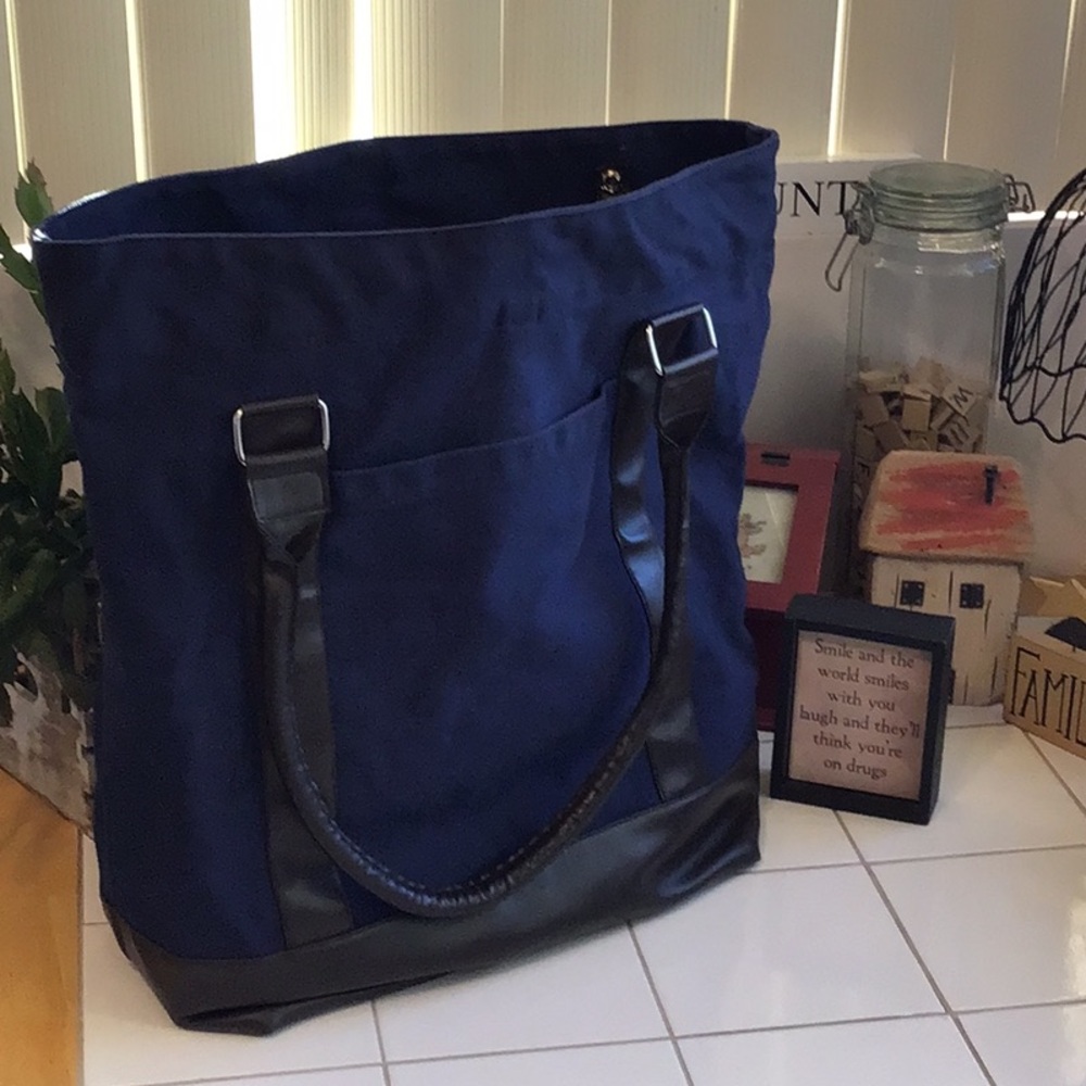 Large Navy Blue Sturdy Canvas Tote